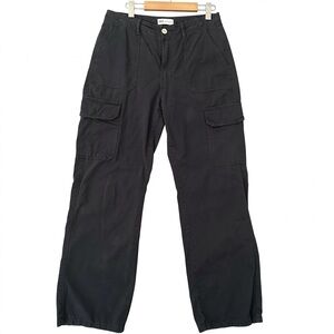 Women’s Zara Charcoal Grey Cotton Cargo Pants with Pockets Y2K Wide Leg Size 8